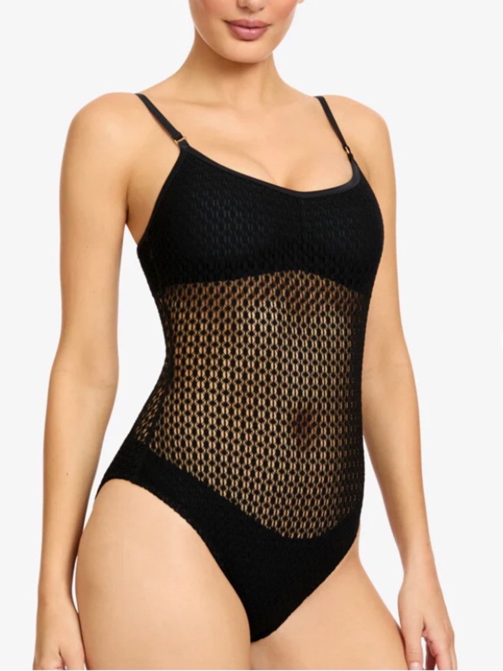 Robin Piccone NWT Size 2 Black Mesh Charlotte Mio One Piece Bathing Suit Beach